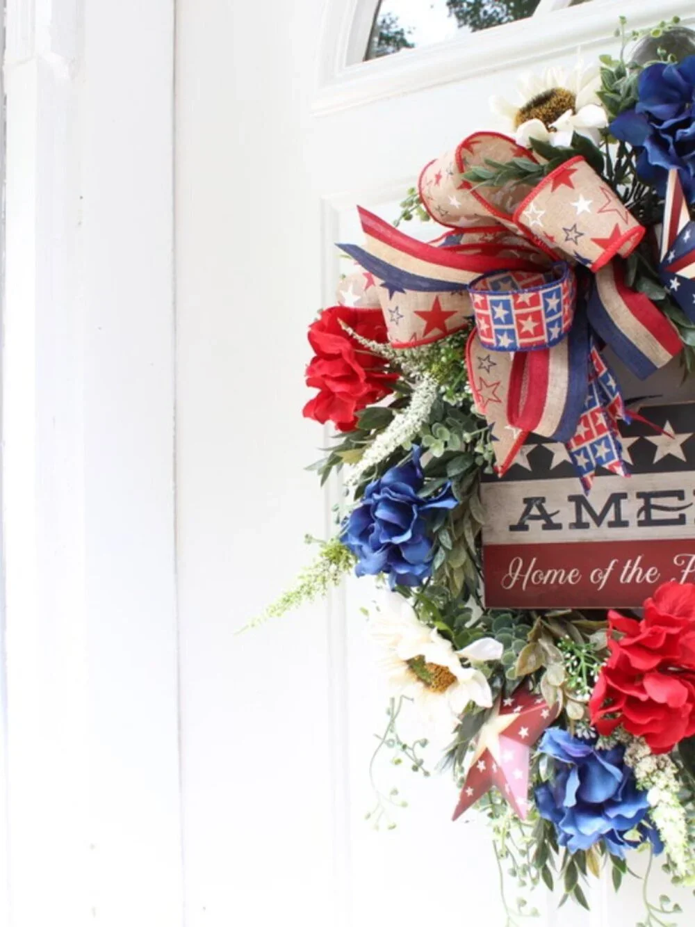 Americana Wreath, 4th of July Wreath for Front Door, Patriotic Wreath, Independe